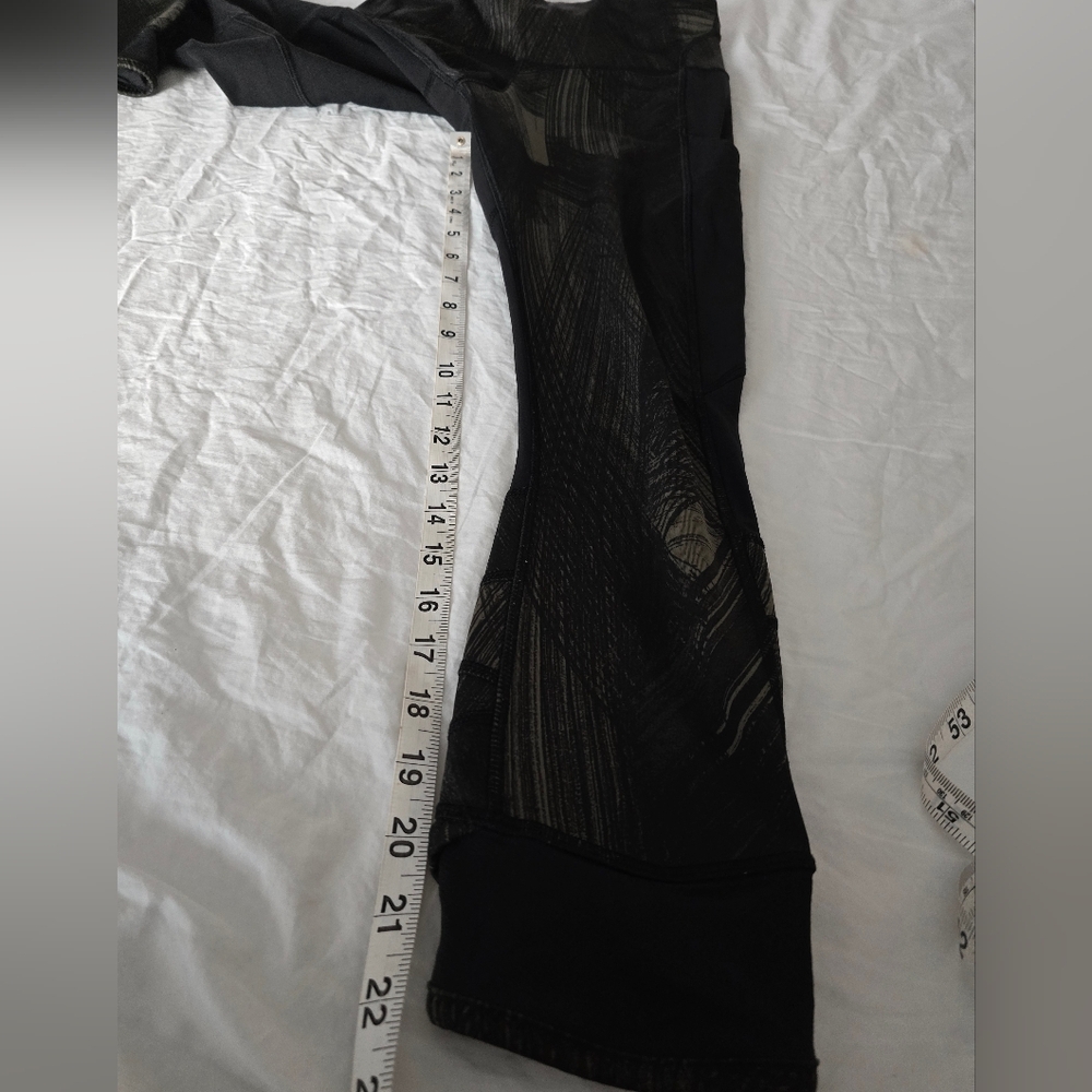 Lululemon Fresh Mesh Run Crop Leggings Sz4 Wind Chill Fatigue Green Blck Pockets - Picture 6 of 16
